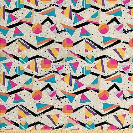Amazon Com Ambesonne Vintage Fabric By The Yard Vintage 80s
