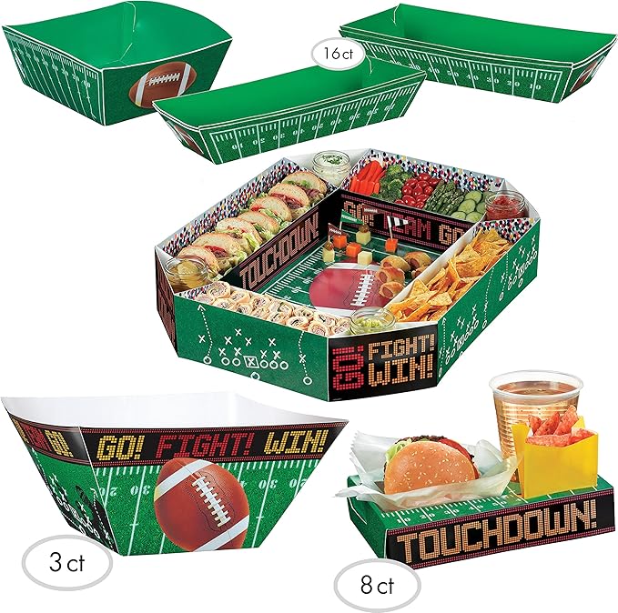 Veil Entertainment Football Super Bowl Spieltag Essen Snack Stadion 20pc Party Pack Grun Schwarz Amazon De Kuche Haushalt
