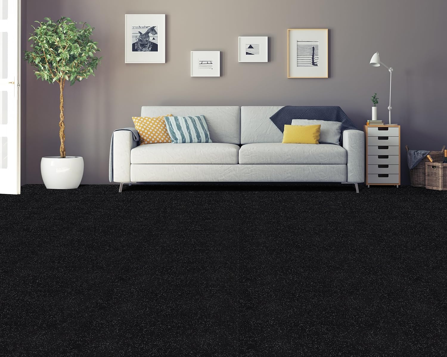 Achim Home Furnishings NXCRPTJT12 Nexus Jet 12 inch x 12 inch Self Adhesive Carpet Floor Tile, 12 Tiles/12 Sq Count: Home Improvement