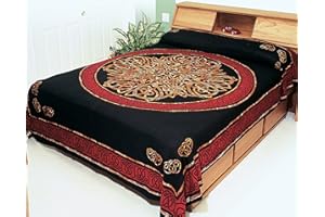 India Arts Beautiful Celtic Circular Knot Print Tapestry-Bedspread-Coverlet-Queen