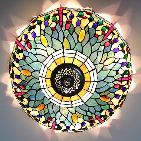 Gweat 16 Inch European Retro Style Tiffany Colourful Beans Stained