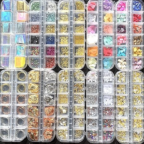 Amazon Almmy 6 ネイルパーツ 大容量タイプ ネイルアート シェル 金属パーツ ワイヤー 箔 オーロラフィルム さざれ石 宇宙 夏 オーロラフィルム 金属粒 タイプc 10種類 Almmy 6 ジュエリーパーツ 通販