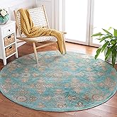 SAFAVIEH Heritage Collection Area Rug - 6' Round, Turquoise & Multi, Handmade Traditional Oriental Wool, Ideal for High Traff