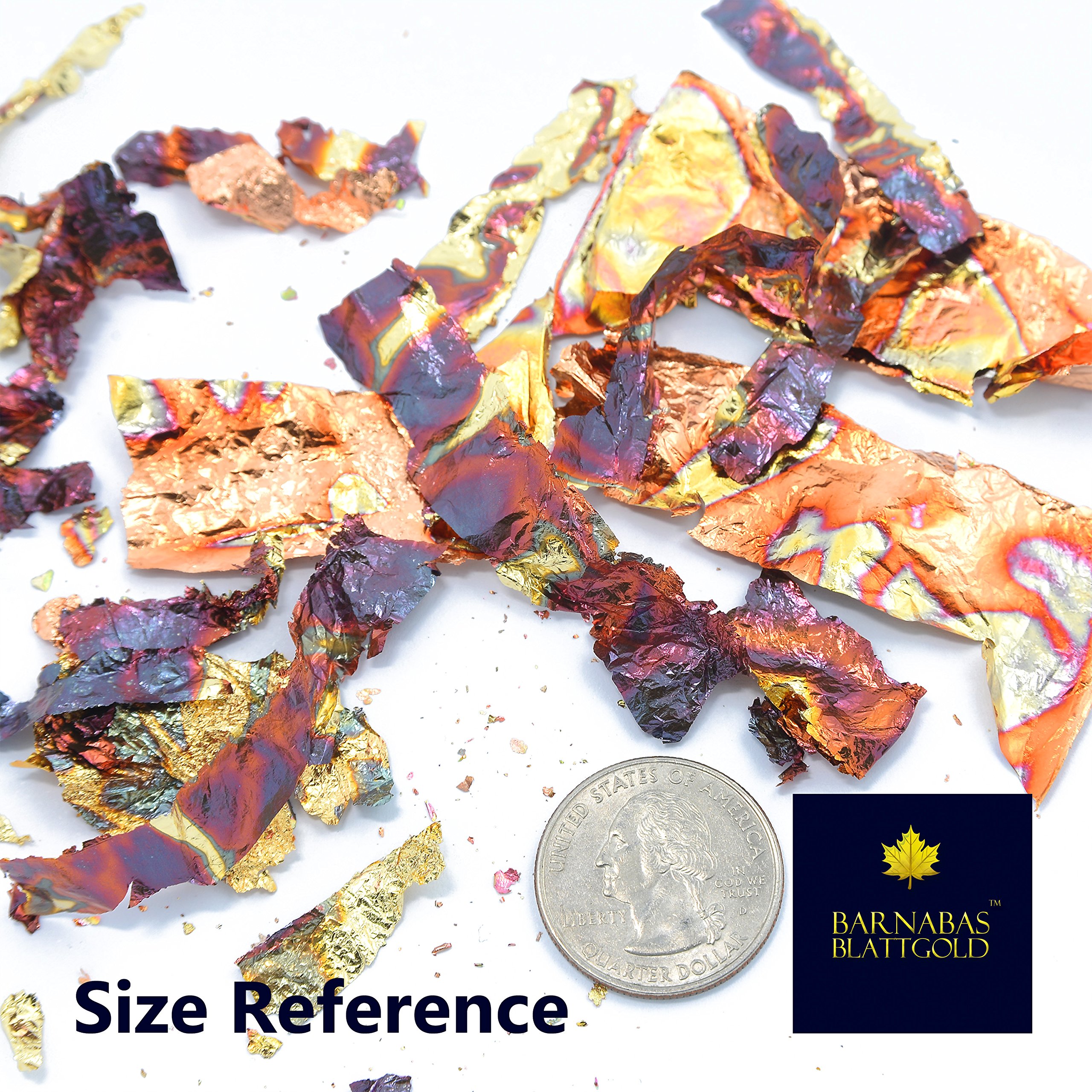 Barnabas Blattgold: Variegated Imitation Gold Leaf Schabin Flakes - Quality Metallic Foil Flakes for Gilding, Painting Arts and Crafts (5g)