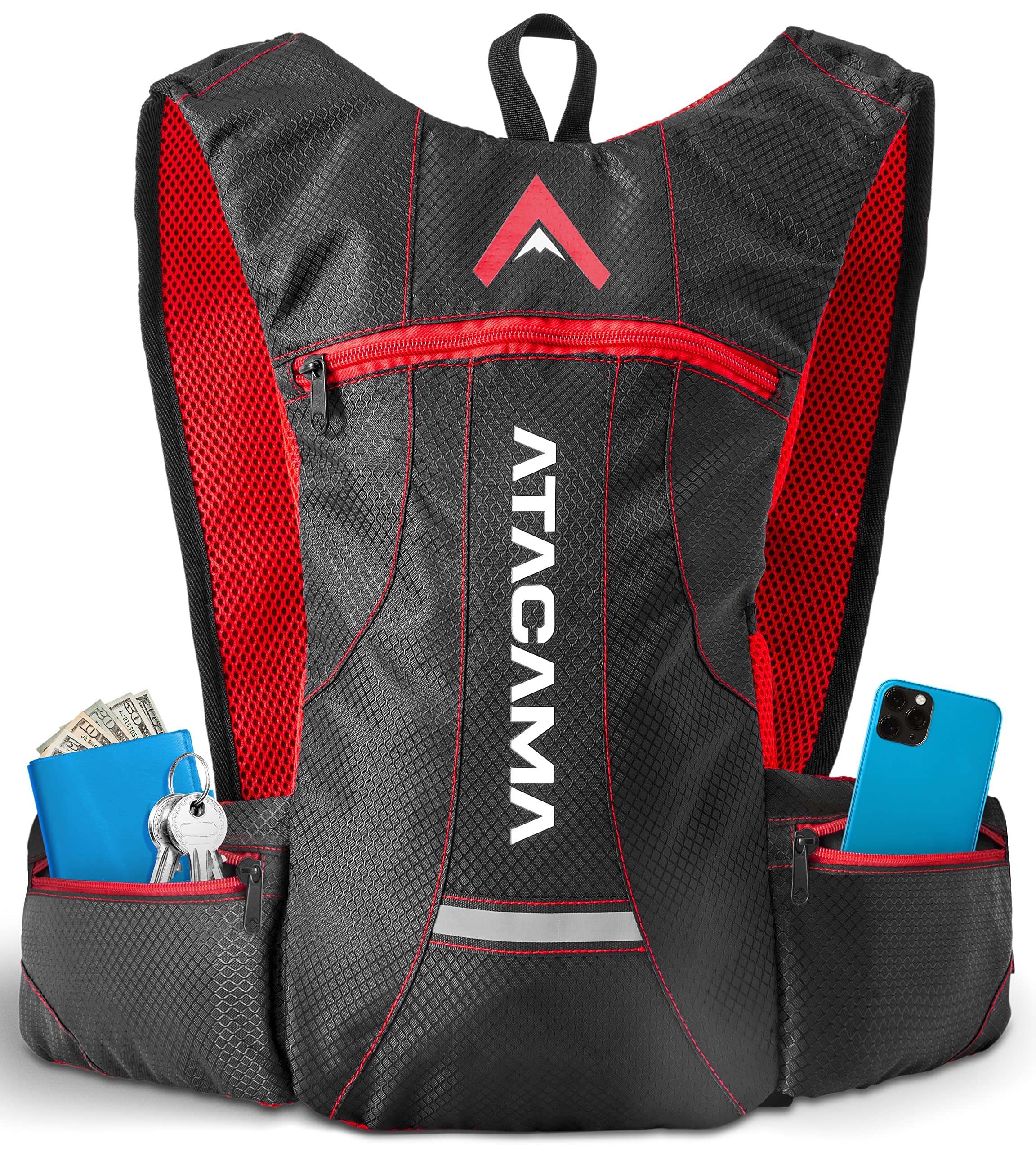 Atacama hydration backpack - running backpack with and without haydration bladder - running hydration vest - running backpack women - bike backpack with hydration pack - running vest (blue, red)