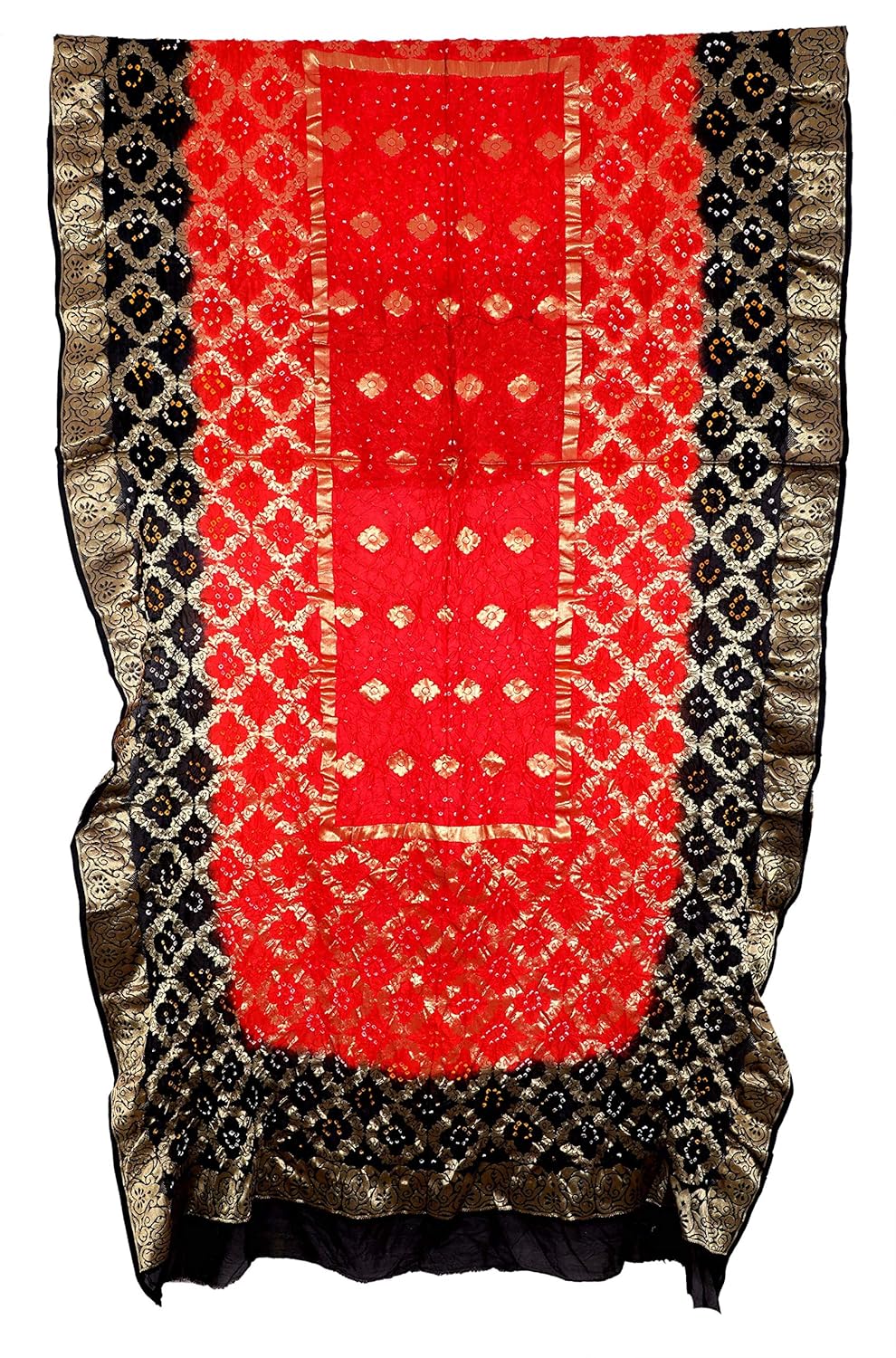 women's weaving bandhani banarasi silk dupatta with zari work