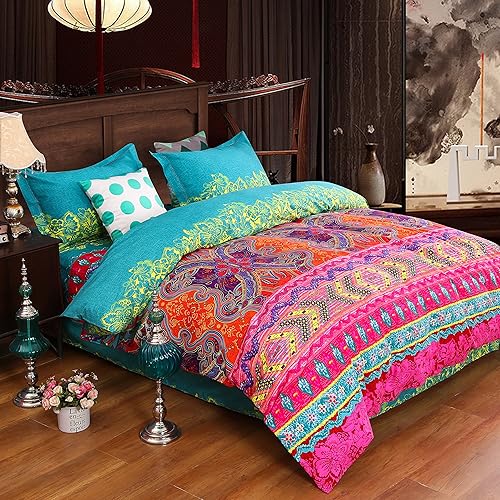 Unimall Moroccan Bohemian 100 Cotton Quilted King Size Duvet Cover Set