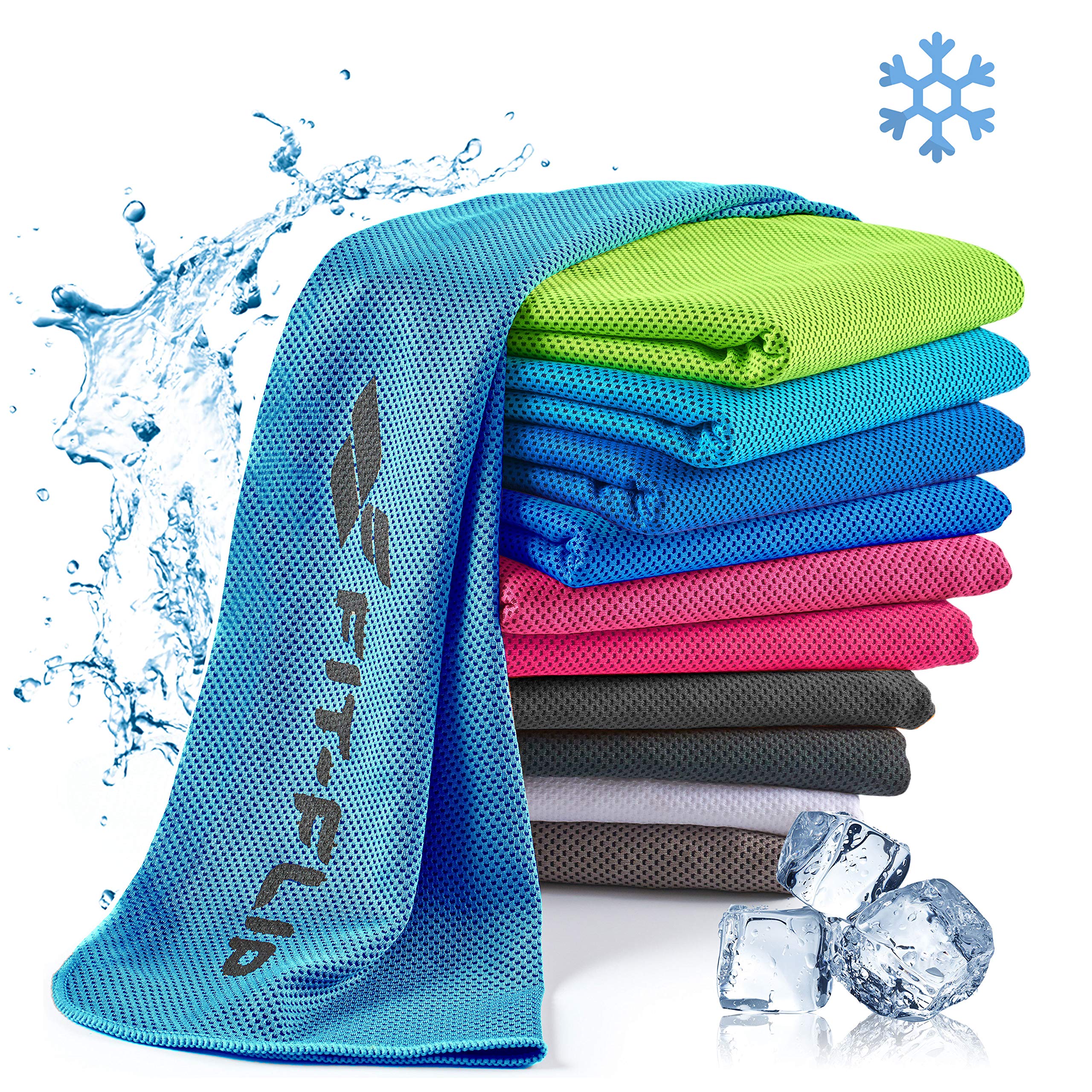 Fit-Flip Cooling towels - Airflip - cool touch microfibre ice towel as wet neck scarf - cold cloth for sport, yoga and fitness (ocean, 100x30cm)