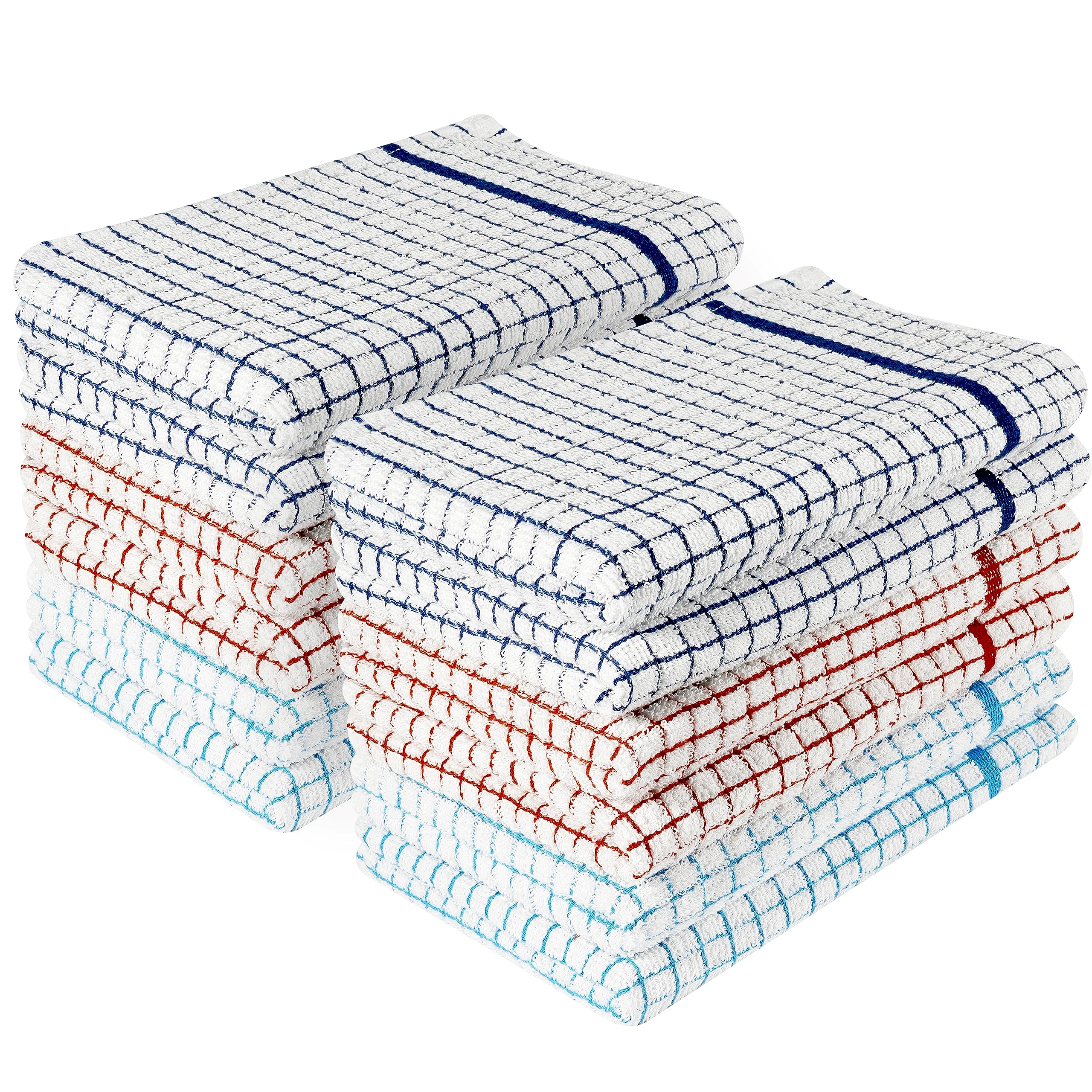 Infinity Tea Towels Kitchen | Cotton Kitchen Tea Towel Sets | Super Absorbent Cloth, Quick Dry Cloths | Lint free & Fade Resistant (12, Terry Towel)