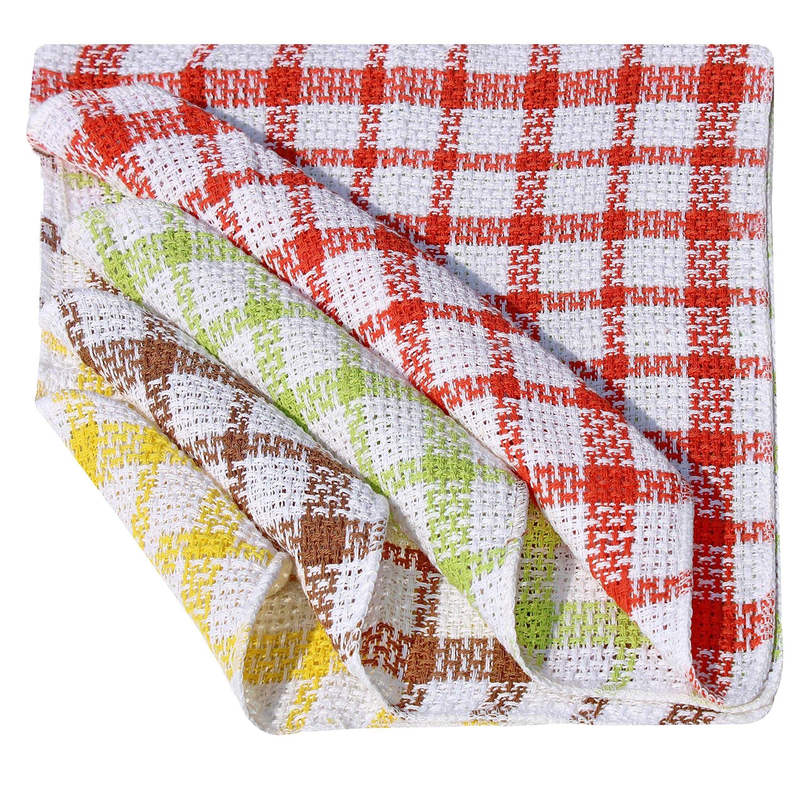 Heavy Weight Cotton Dish Cloths – Extra Large 42 × 44 cm – Ultra-Absorbent, Quick-Dry & Lint-Free – Thick Weave 275 GSM - Colour-Coded - Reusable for Home & Commercial Cleaning