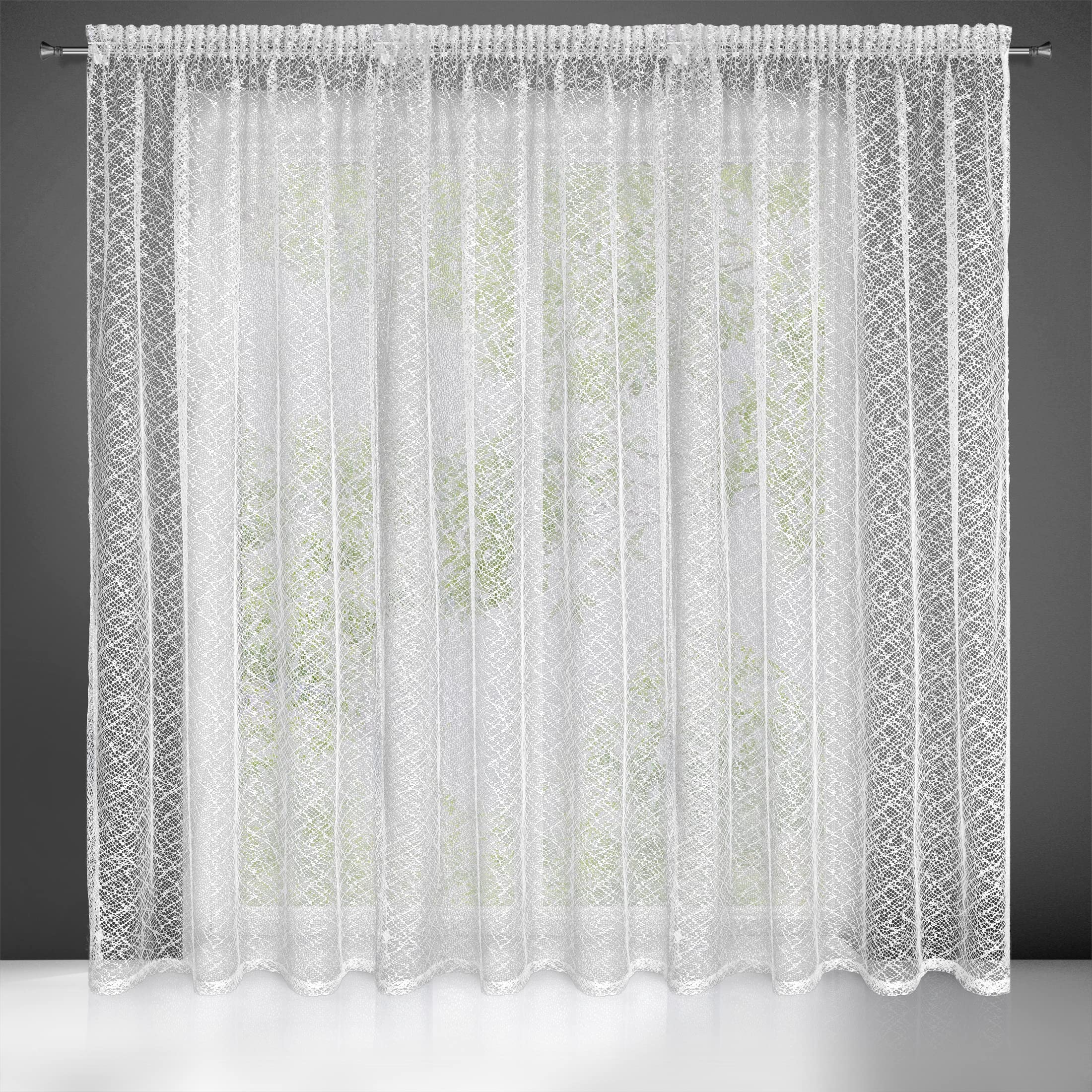Eurofirany AMANDA Net Curtain with Rufflette Tape - 1 Pc, Window Curtain, Transparent, Sheer Curtain for Living Room Bedroom Children's Room Dining Room, W118 x L106, White — image 1