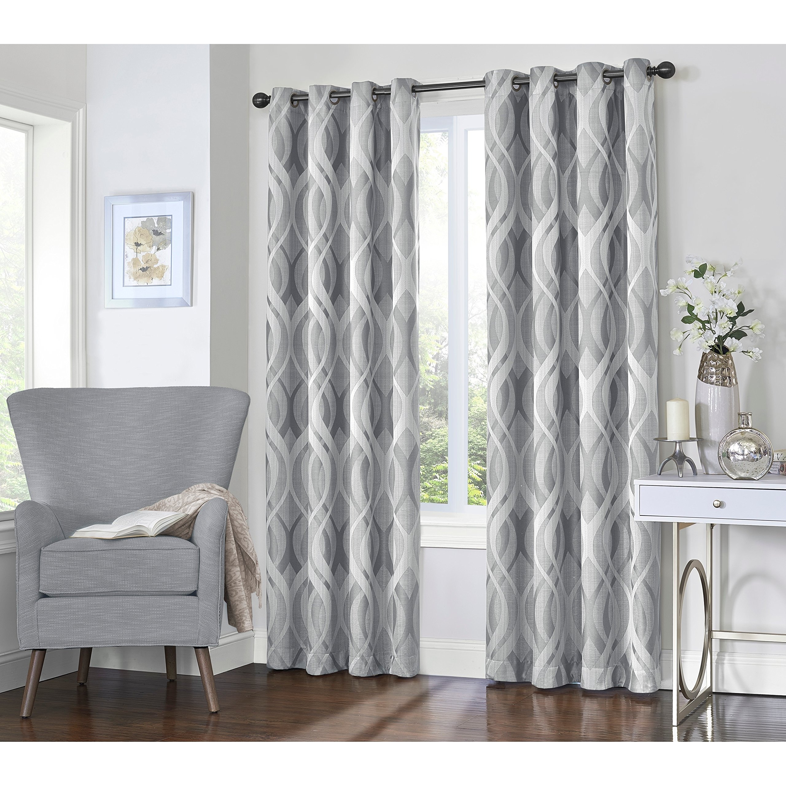 Eclipse Caprese Thermalayer Blackout Window Curtain Silver 52X63 63 Inches