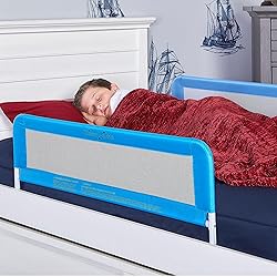 Adjustable Mesh Bed Rail in Blue, Two Height