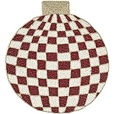 MACKENZIE-CHILDS Beaded Placemat, Indoor Table Mat, Red Check Ornament
