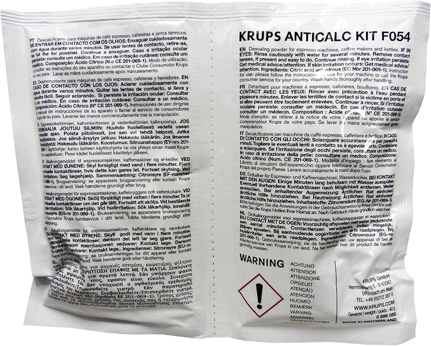Original zurückziehen Schnurrbart krups anticalc kit f054 anleitung