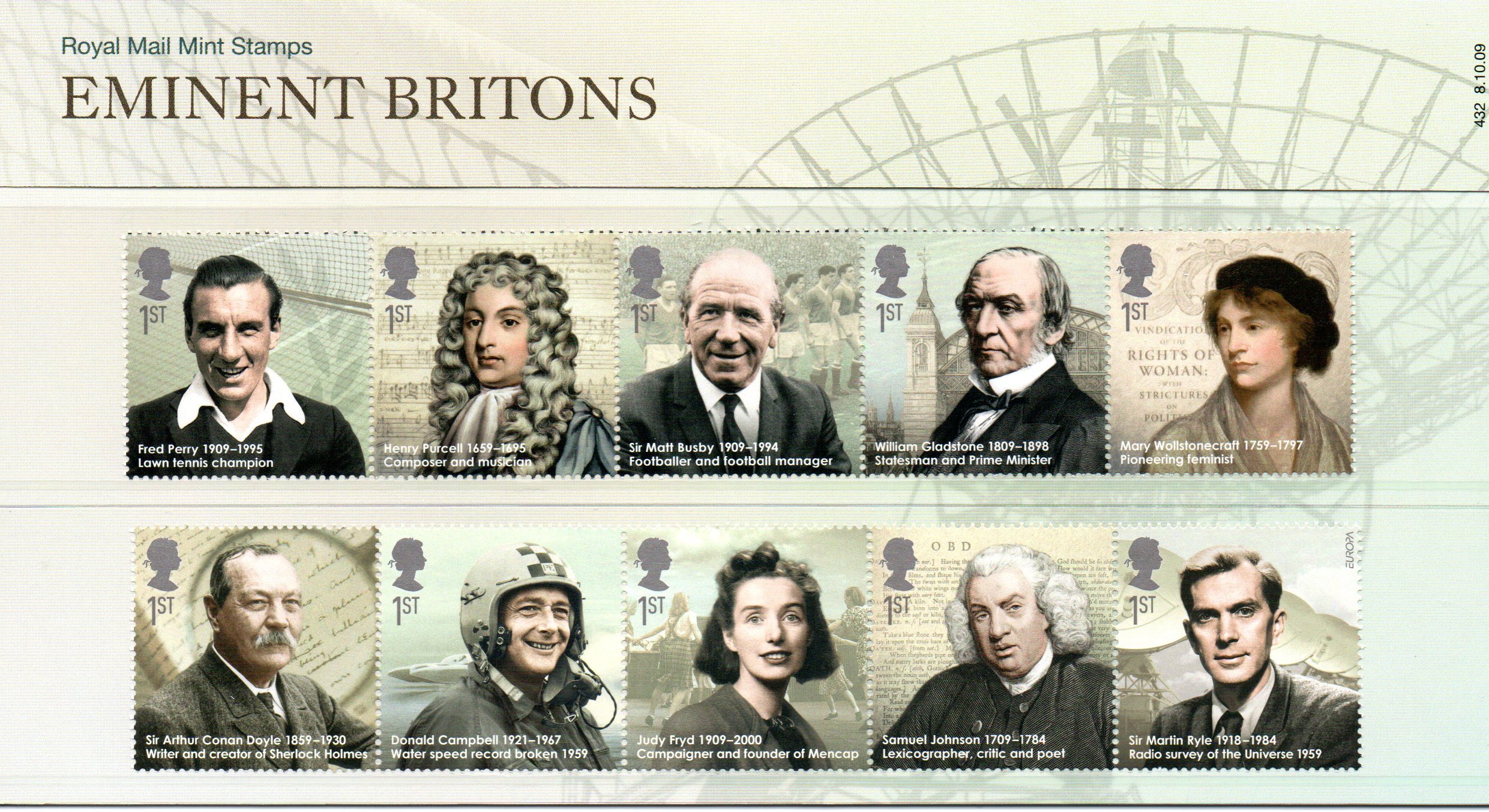 Eminent Britons Stamps, Presentation Pack, PHQ/Postcards 2009 (Presentation Pack)