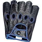Riparo Fingerless Leather Gloves for Men - Driving, Motorcycle, Riding, Costume, Cosplay and Cycling