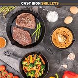 nuovva Pre-Seasoned Cast Iron Skillet 3-Piece Set 6in 8in 10in Frying Pan view 4