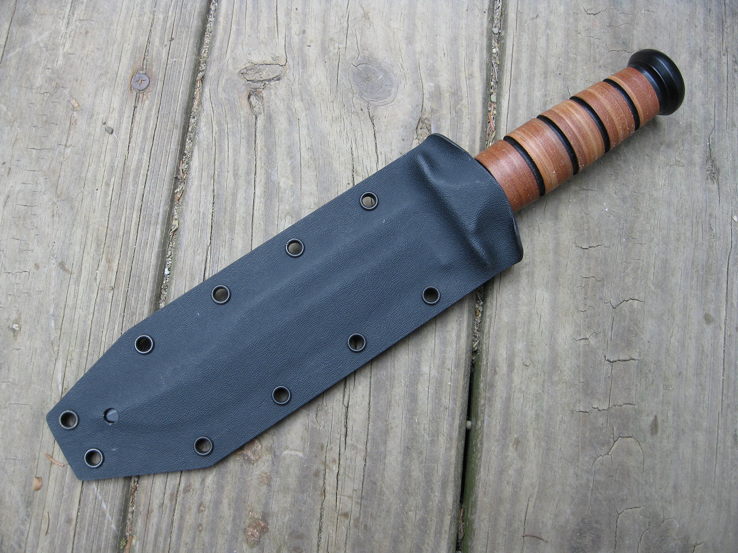 Valhalla Custom Kydex Sheath Kabar 1217 Fighting Knife BLACK Two Piece Steel Hunting Knives