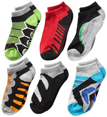 Comfoex Boys Ankle Athletic Socks 6 Pairs - Half Cushioned Low Cut Sports Socks For Kids