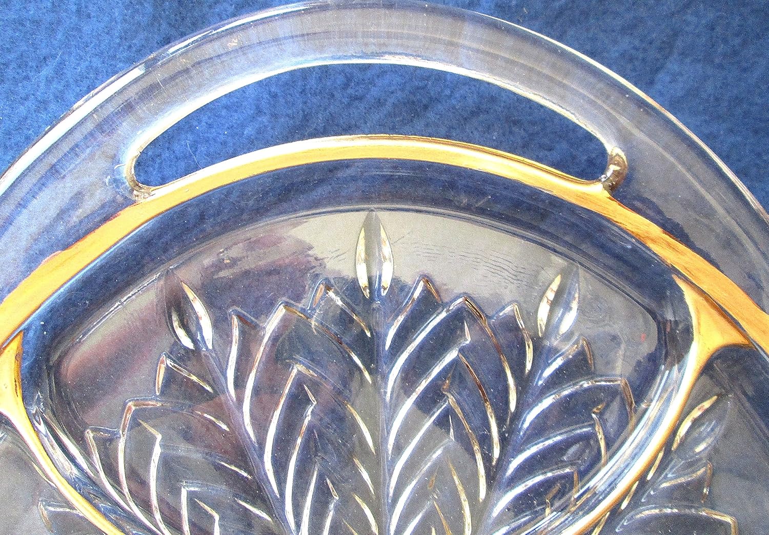  | Vintage Large 15-1/2" X 11 Gold Gilded Two Handled Five Compartment Serving Tray or Platter: Divided Trays & Platters