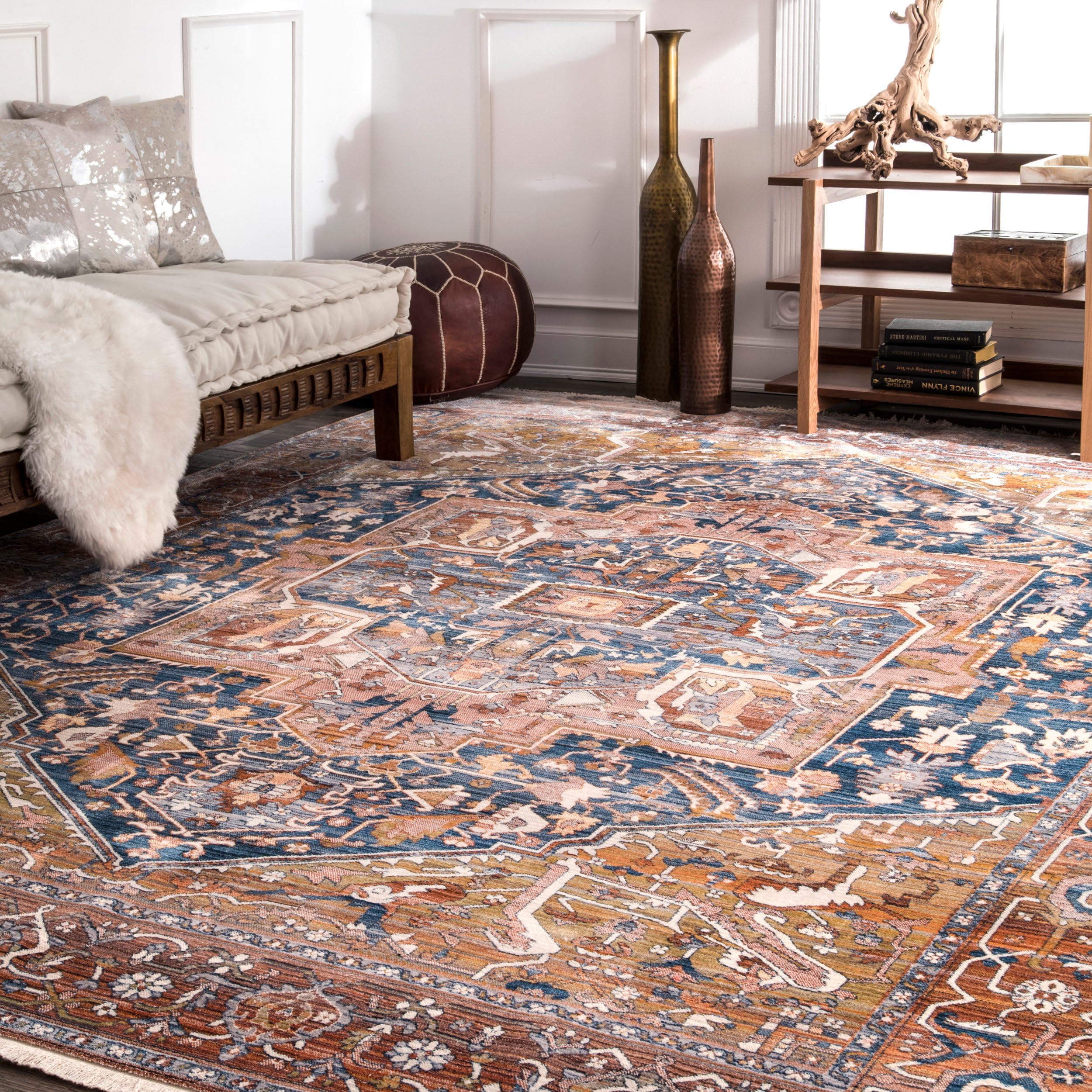 nuLOOM Vintage Harriet Medallion Fringe Area Rug, 201 cm x 284 cm, Rust