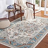 SAFAVIEH Metro Collection Accent Rug - 3' x 5', Ivory & Blue, Handmade Wool, Ideal for High Traffic Areas in Entryway, Living