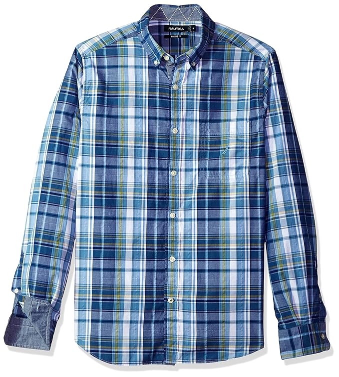 Nautica Men's Long Sleeve Classic Fit Plaid Button Down Shirt Amazon