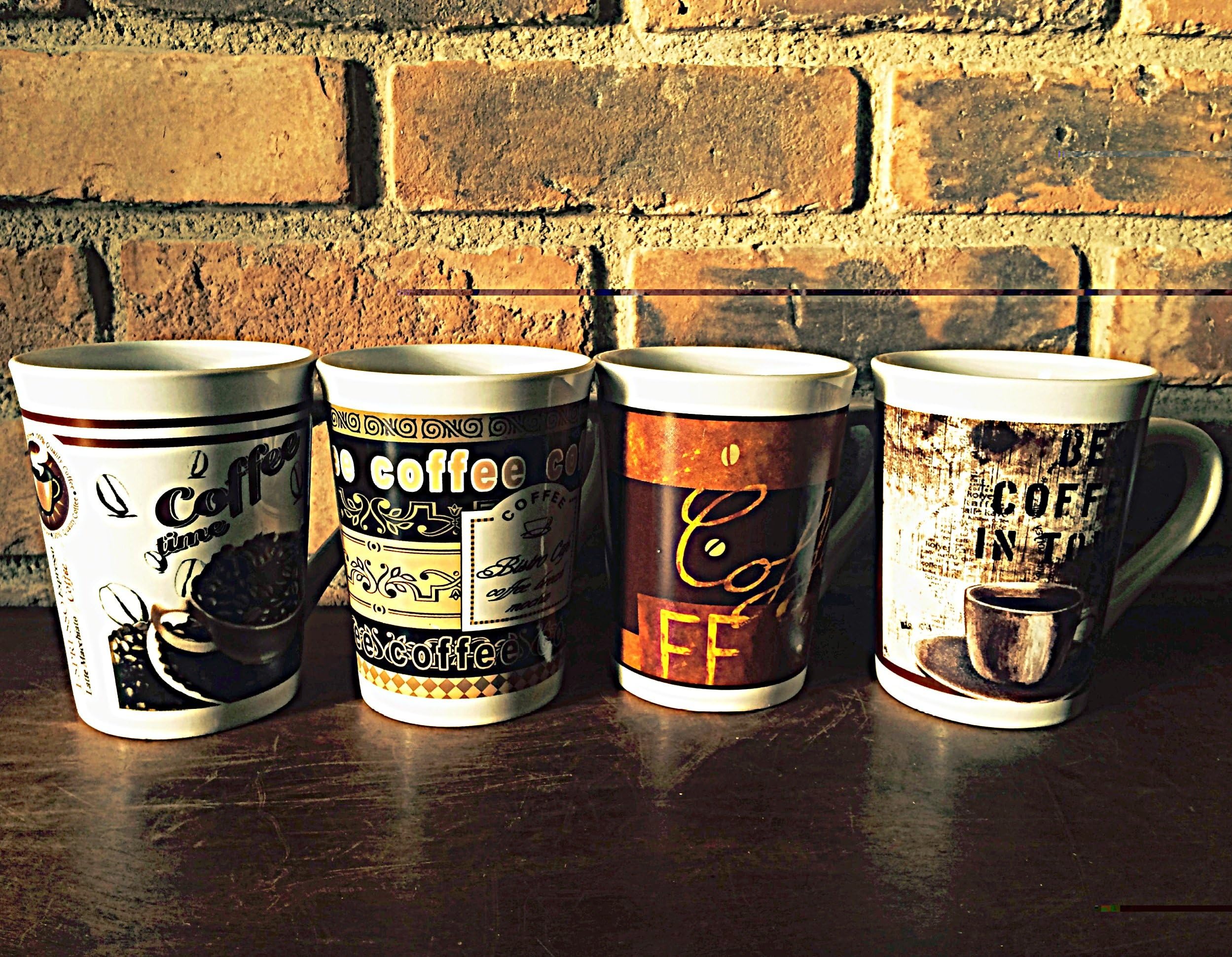 My Sanctuary Coffee design Mugs, Set of 4 Coffee Cups