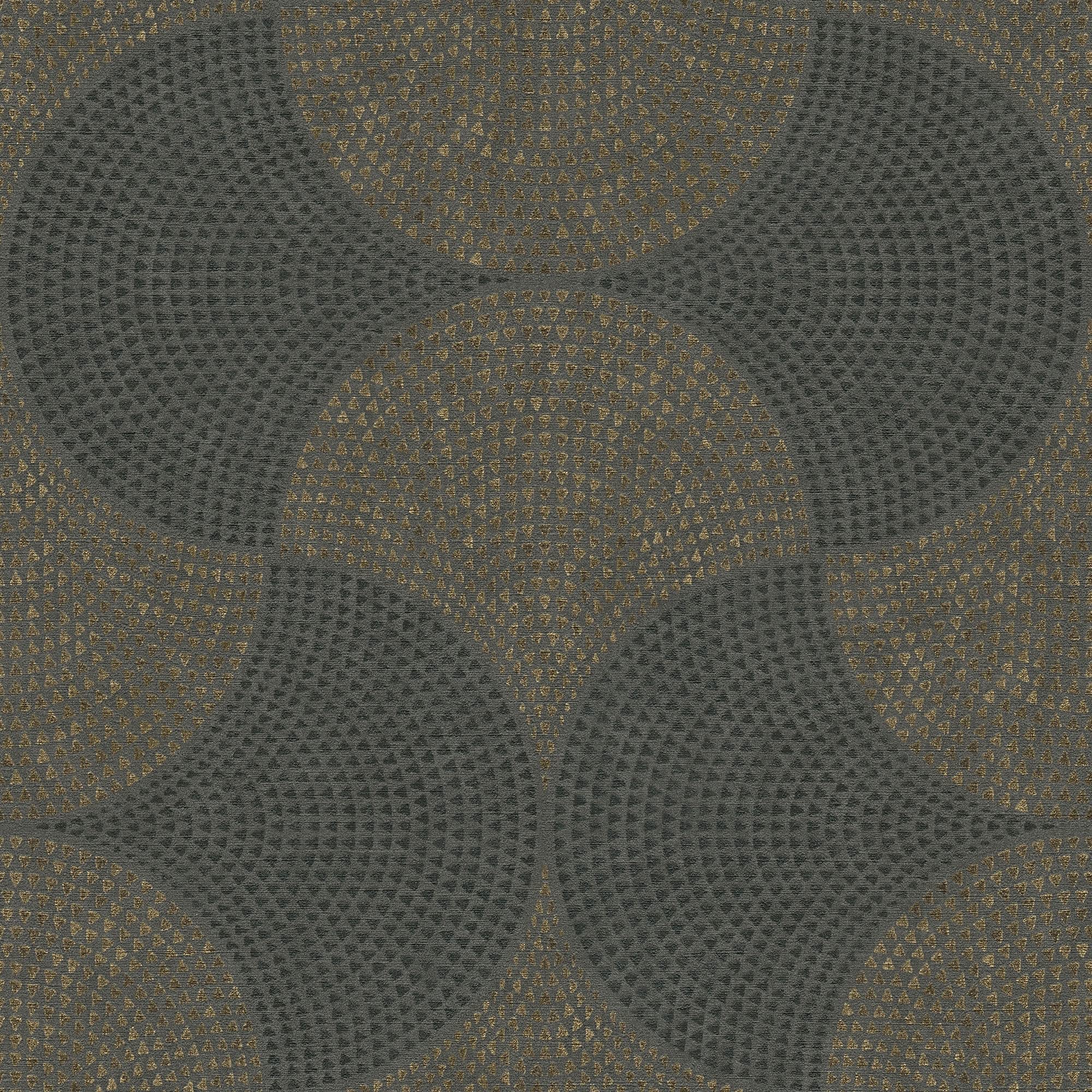 Galerie HV41050 Havana Mosaic Fan Motif Wallpaper, Black/Gold, 10.05m x 53cm