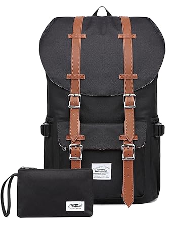 KAUKKO Stylischer Rucksack Coole schulrucksäcke Laptop Tagesrucksack Schwarz