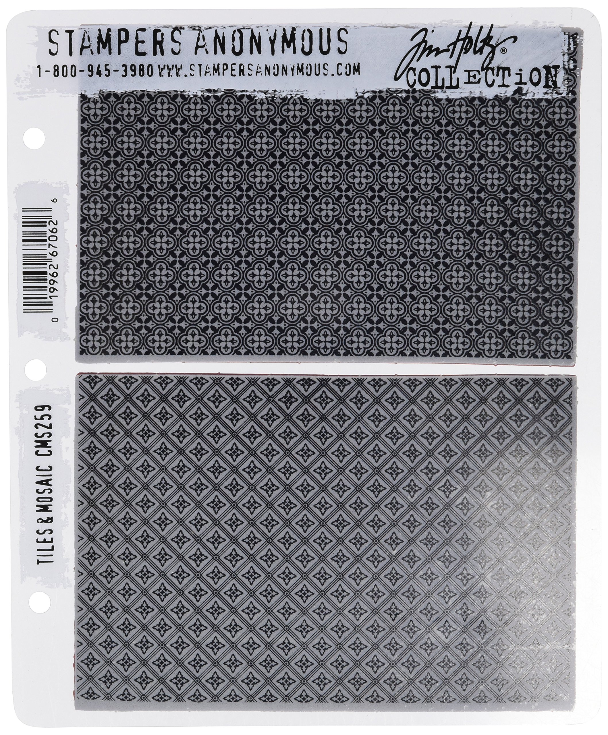 Stampers Anonymous Tim Holtz Cling Stamps 7-Inch x 8.5-Inch-Tiles and Mosaic