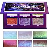 SYZYGY Eyeshadow Palette, Duochrome Highlighter Eye Makeup Palette, Holographic+Shimmer+Sparkly+Glitter Eyeshadow Vegan Cosmetics, 6 Multicolours