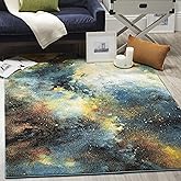 SAFAVIEH Galaxy Collection 5'3" x 7'6" Blue/Multi GAL111B Abstract Non-Shedding Living Room Bedroom Dining Home Office Area R