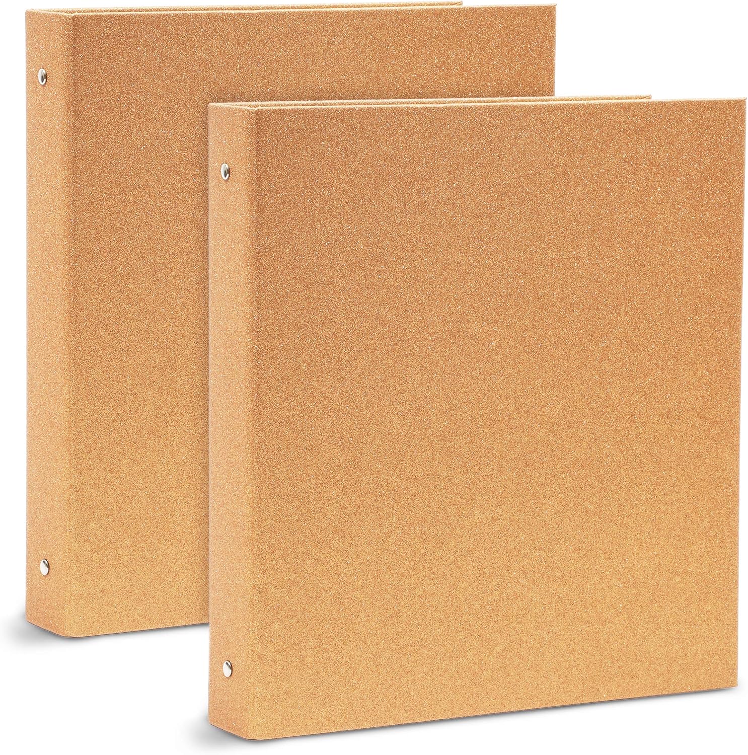 Rose Gold Glitter 3 Ring Binder, Office Accessories (10.7 x 12 x 1.8 in, 2 Pack)