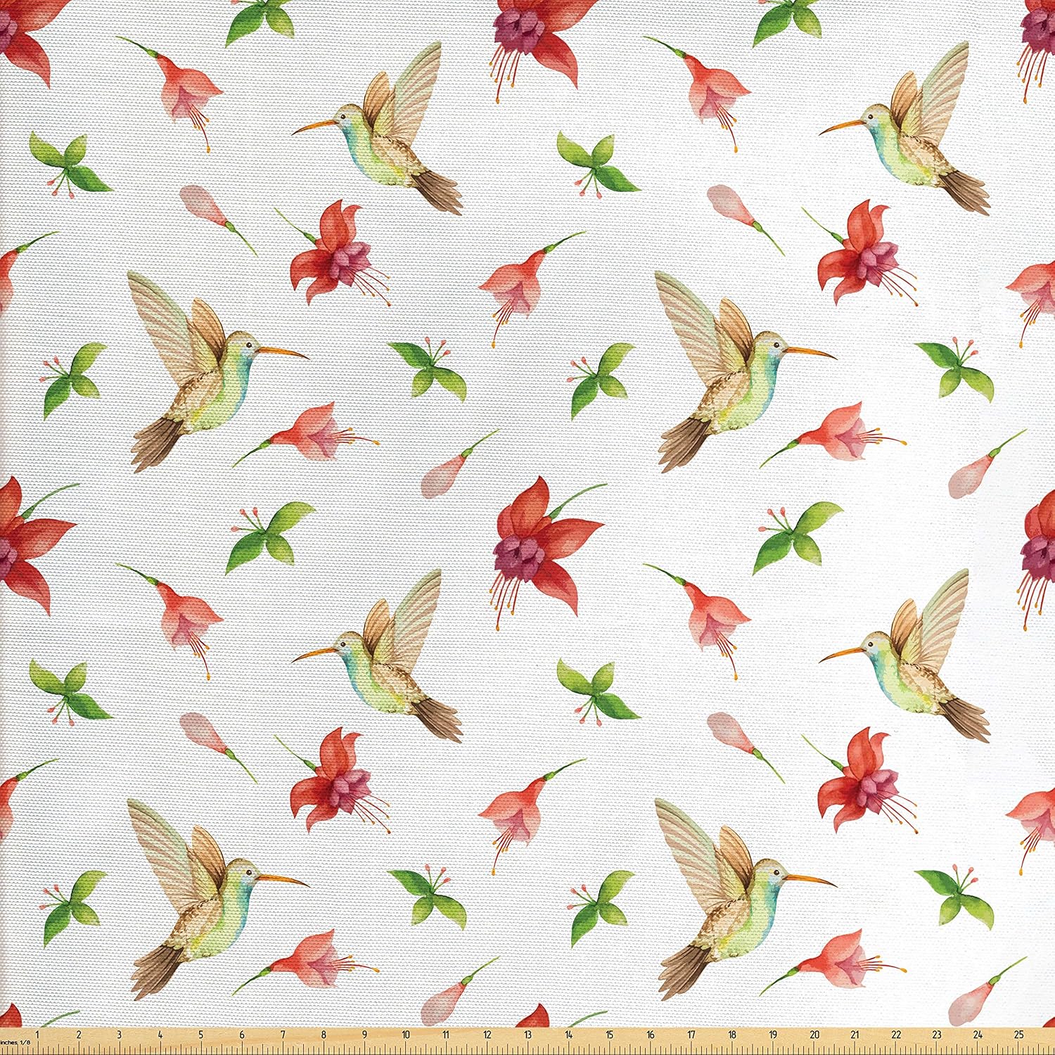 Lunarable Hummingbirds Fabric by The Yard, Pattern with