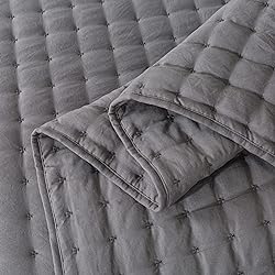 WDCOZY Dark Grey Queen Size Quilt Bedding Sets with