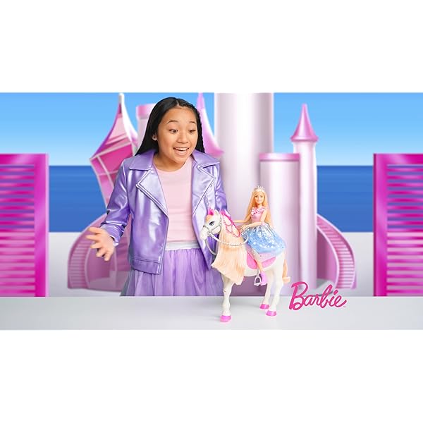 Barbie GML79 - „Prinzessinnen Abenteuer“ Tanzendes Pferd und Puppe, interaktives Spielzeug mit 3 Liedern, Lichtern, Geräuschen und realistischen Bewegungen, Geschenk für Kinder ab 3 Jahren – Bild 8