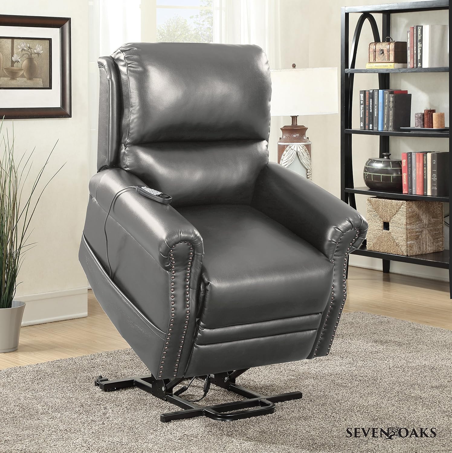 Seven Oaks Nailhead Power Lift Recliner for Seniors Electric Chair