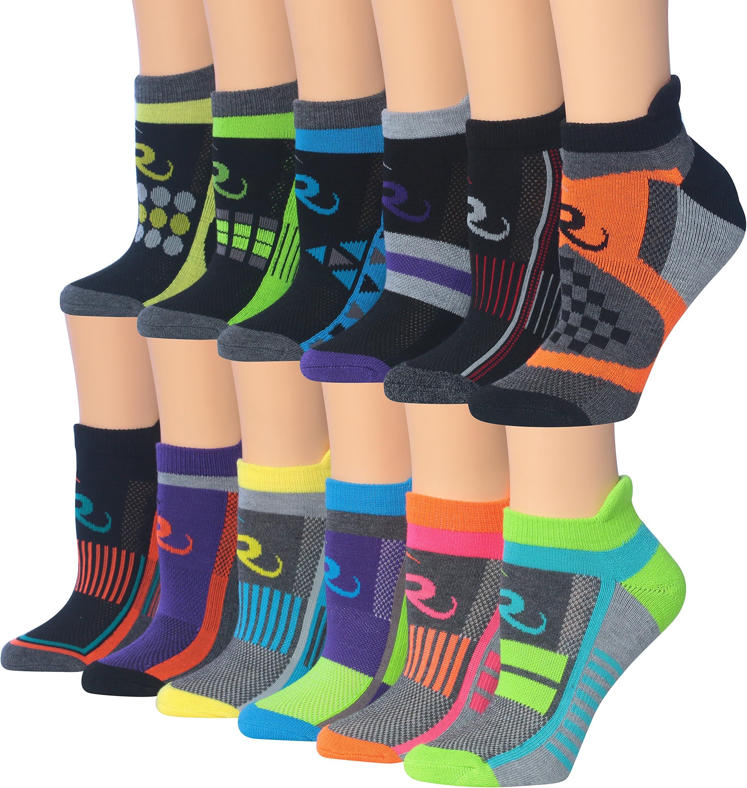 Ronnox Women's 12-Pairs Low Cut Running & Athletic Performance Tab Socks