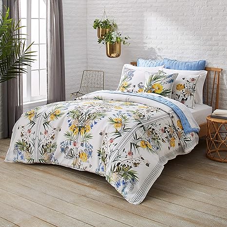 photo Palm Bedding ted baker royal palm 3 piece cotton sateen comforter set w shams flower design 92ʺw x 96ʺl full queen white