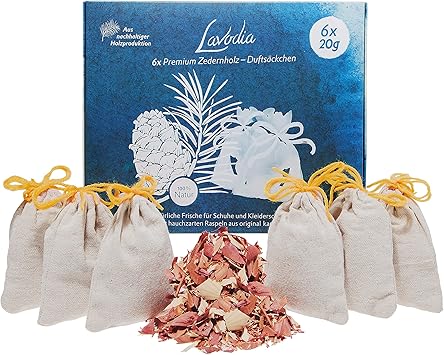 Zedernholz Duftsackchen Mottenschutz Fur Kleiderschrank Und Naturliche Frische Fur Schuhe 6x Premium Zedernholz Sackchen Kleiderschrank Duft Als Chemiefreie Mottenfalle Zeder Holz Von Lavodia Amazon De Drogerie Korperpflege