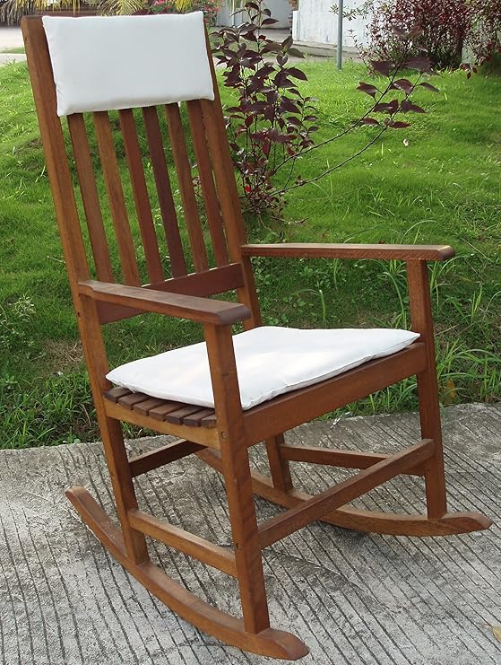 Rocking chair hardwood timber including head and seat cushions Amazon