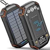 Solar Power Bank 36000mAh,Solar Charger Wireless Built in 3 Cables IPX5 Waterproof Portable Solar External Battery Pack with 