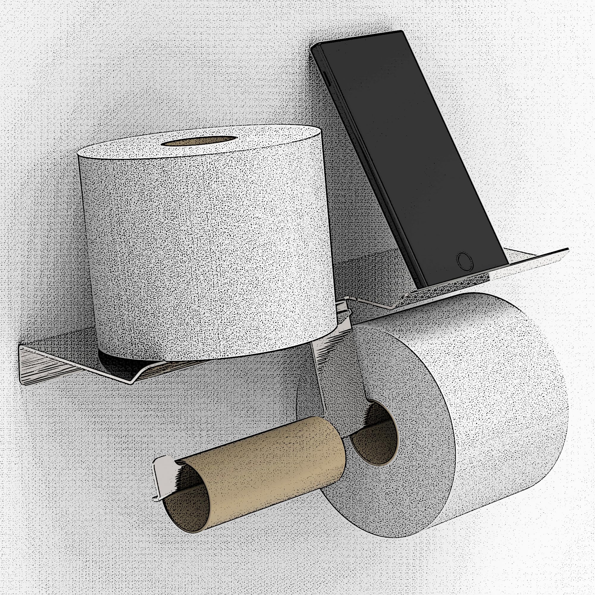SAFETY+BEAUTY Stainless Steel Toilet Paper Holder for Mega Roll with Cell Phone Shelf (Brushed Nickel, Double Holder)