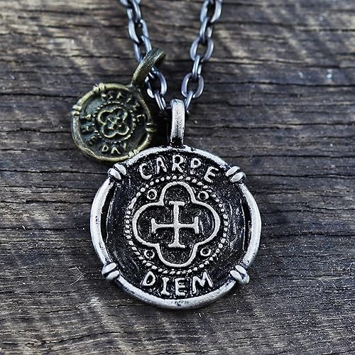 Amazon.com: Carpe Diem Silver Coin Necklace - Men's ...