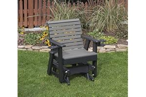 ECOMMERSIFY INC Dark Gray-Poly Lumber ROLL Back Poly Resin 2 FEET Patio Garden Traditional Glider with Cupholder arms Heavy Duty Everlasting - Made in USA - Amish Crafted