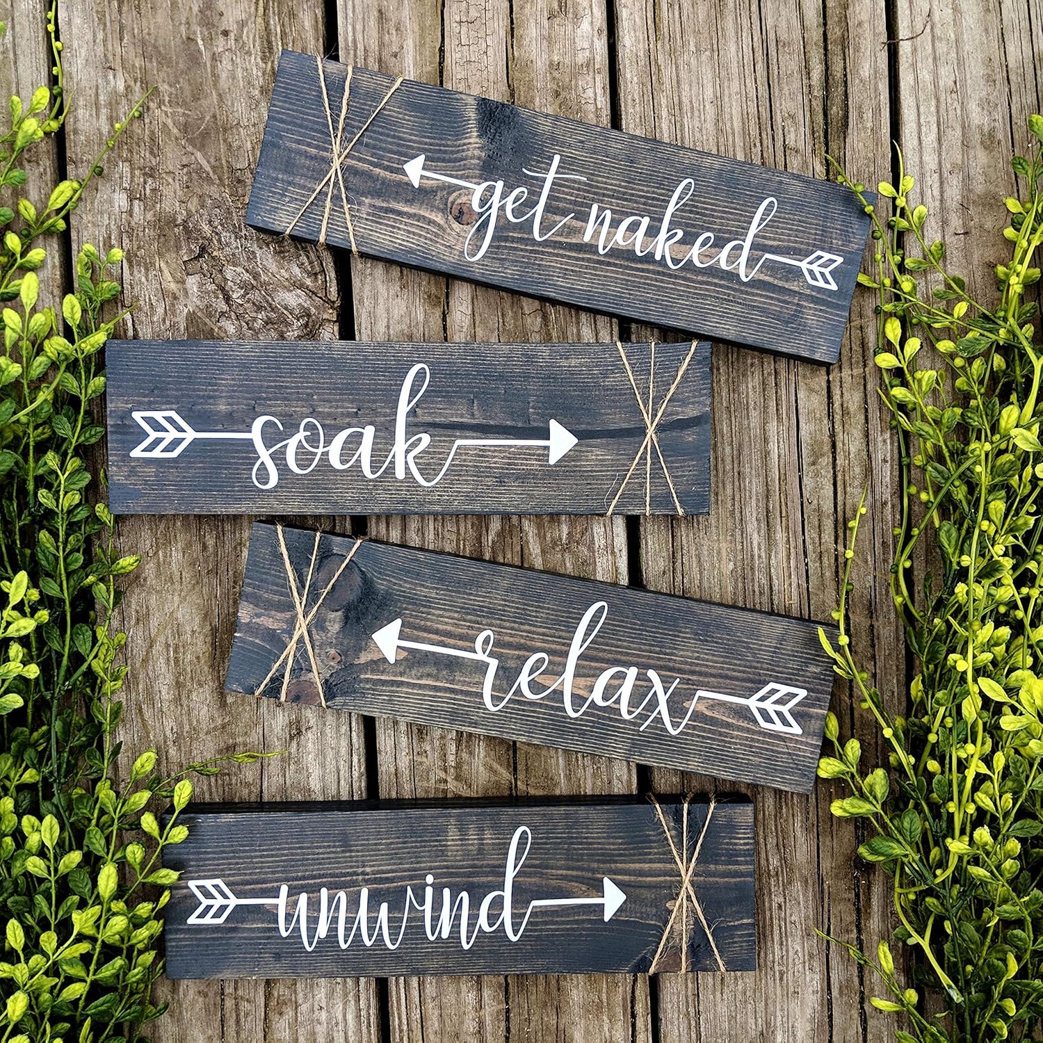 Rustic Get Naked Soak Relax Unwind Signs