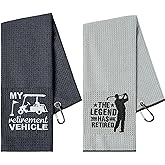 R HORSE 2Pcs Funny Golf Towel Gifts, Microfiber Embroidered Golf Towels for Bags with Clip, Sport Accessories Birthday for Men Women Golfer Fan
