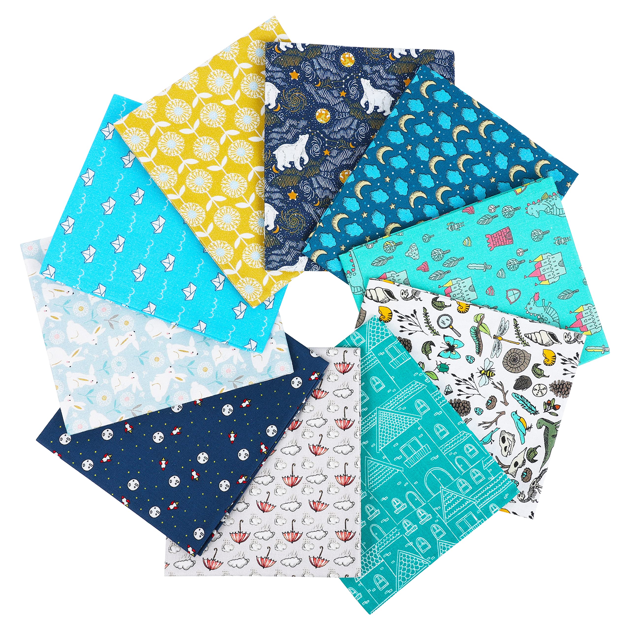 Craftido 10pcs 18”x21”(46x53cm) Fat Quarters Fabric Bundles - Medium Weight 145g - 100% Cotton Fabric for Quilting, Sewing, Patchwork, DIY and Handmade Crafts - Baby Boy — image 1